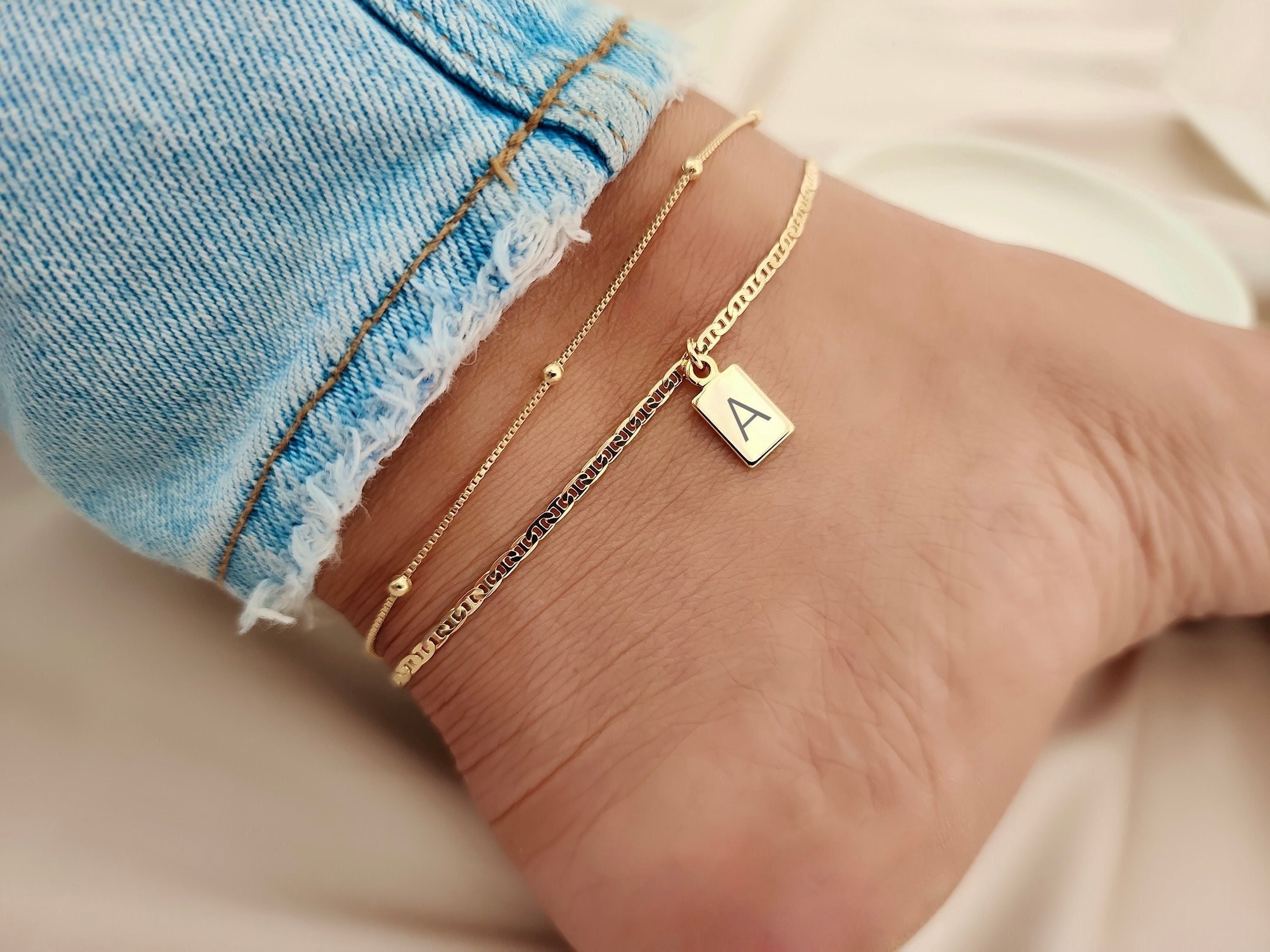 Gold Initial Anklet: Personalized 18K Gold Filled Waterproof Ankle