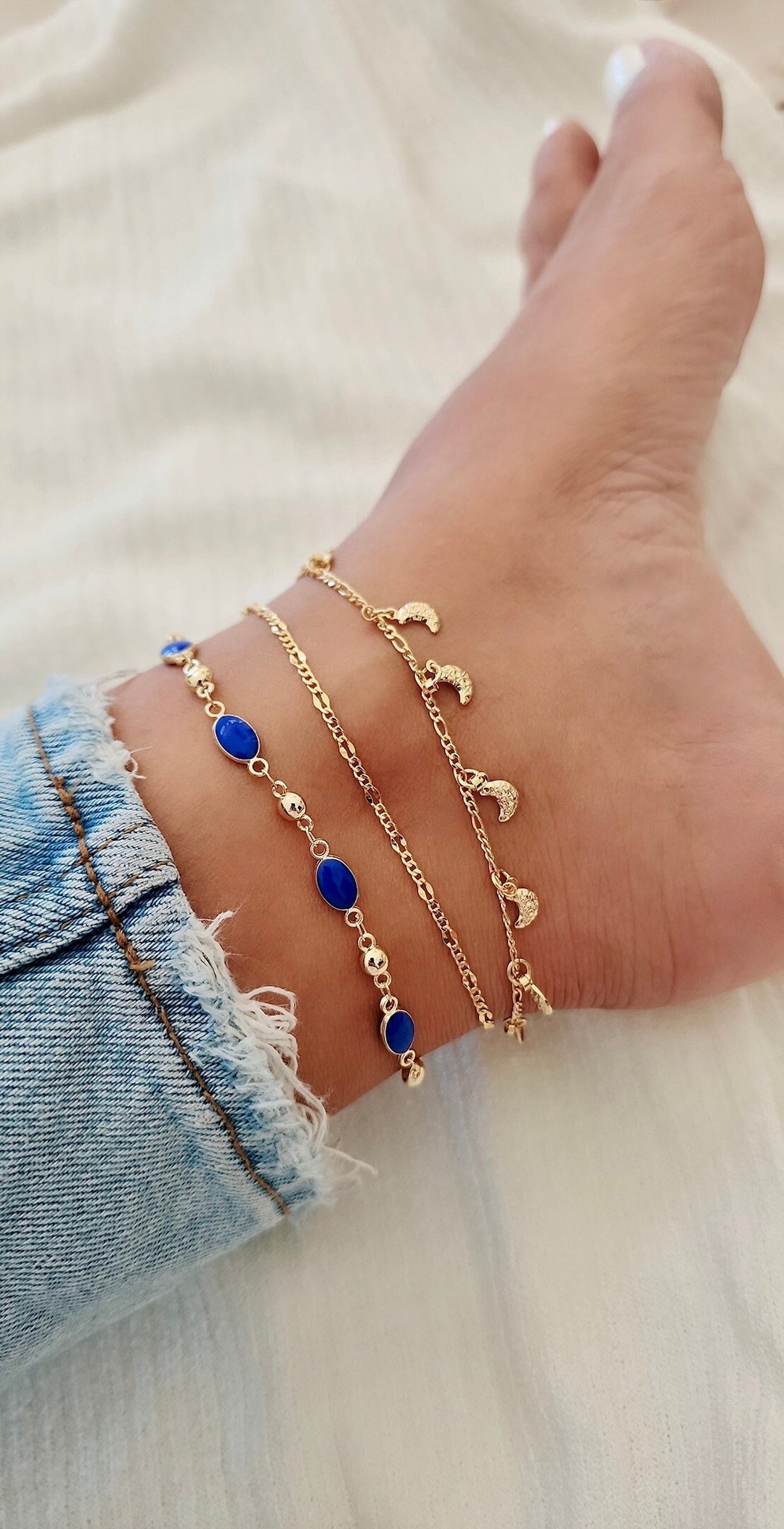 18k Gold Anklet Anklet With Chain Gold Anklet Gold Anklet Etsy