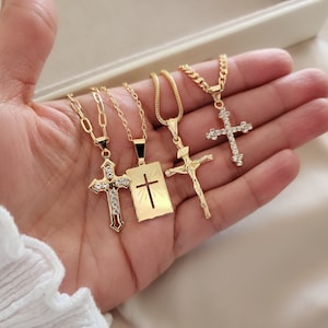 18k Gold Cross Necklace, Cross Necklace, Christian Gifts, Minimalist Necklace, Baptism necklace, Christmas Gift, Women Gift