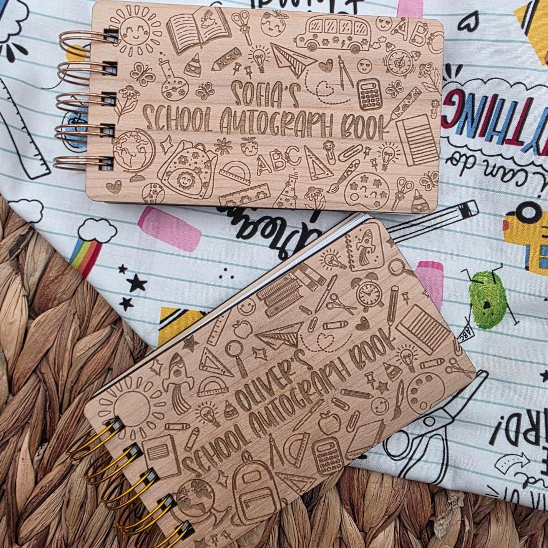 Personalized Mini Wood Autograph Book: School Keepsake, Laser Engraved ...