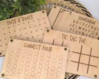 Travel Game Board for Kids: Dry Erase Wood & Acrylic, Tic Tac Toe, Connect Four