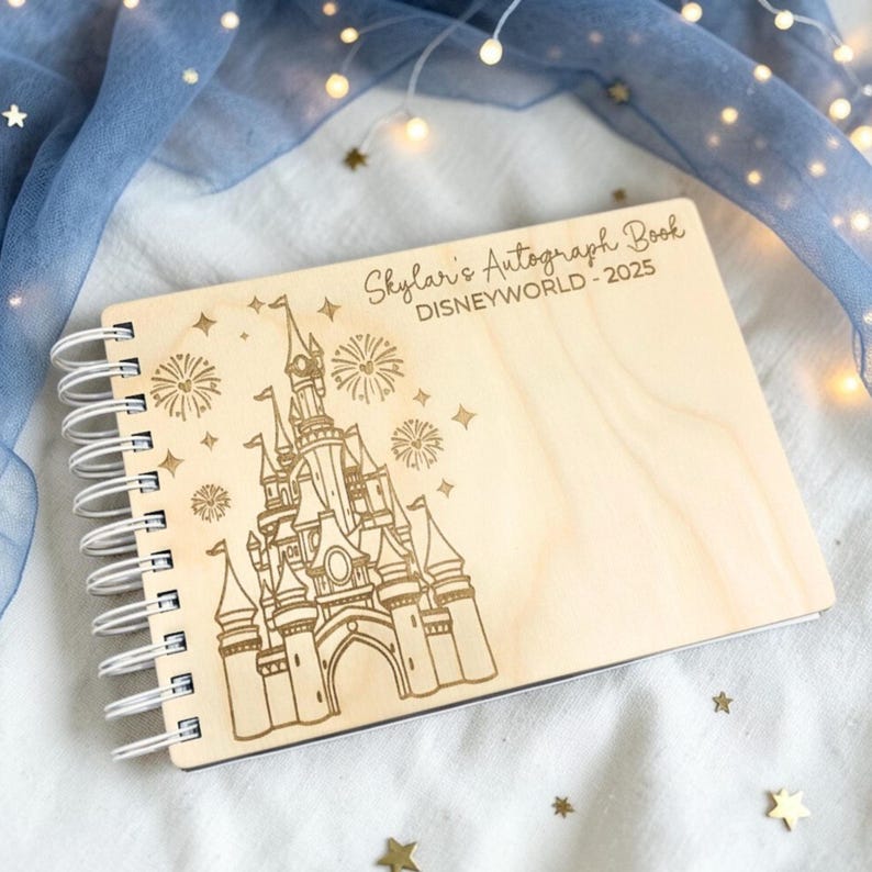 Custom Engraved Castle Wood Autograph Book - Personalized Travel ...