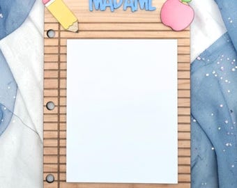 Teacher Dry Erase Memo Board -  Custom Classroom Wood Acrylic Desk Teacher Gift