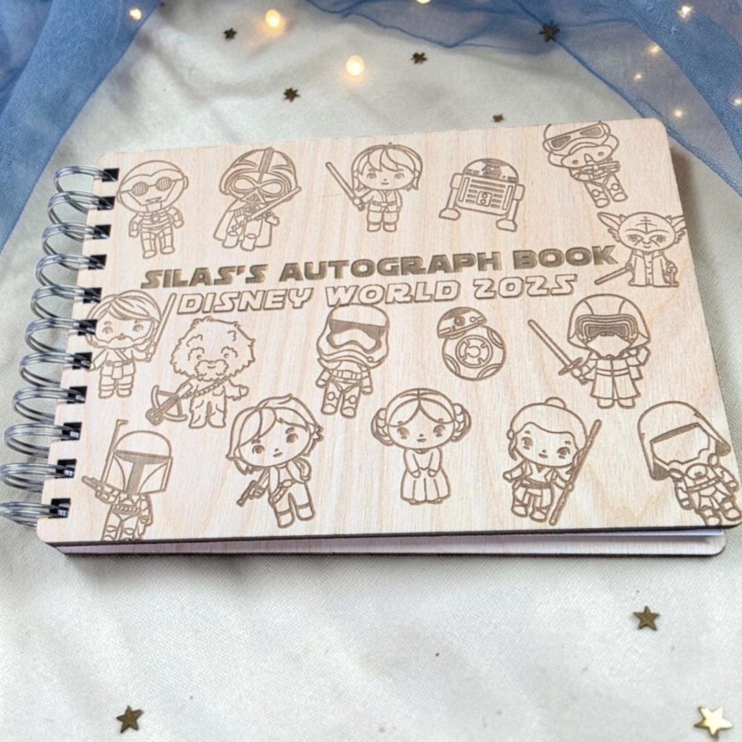 Custom Engraved Space Adventure Wood Autograph Book - Personalized ...