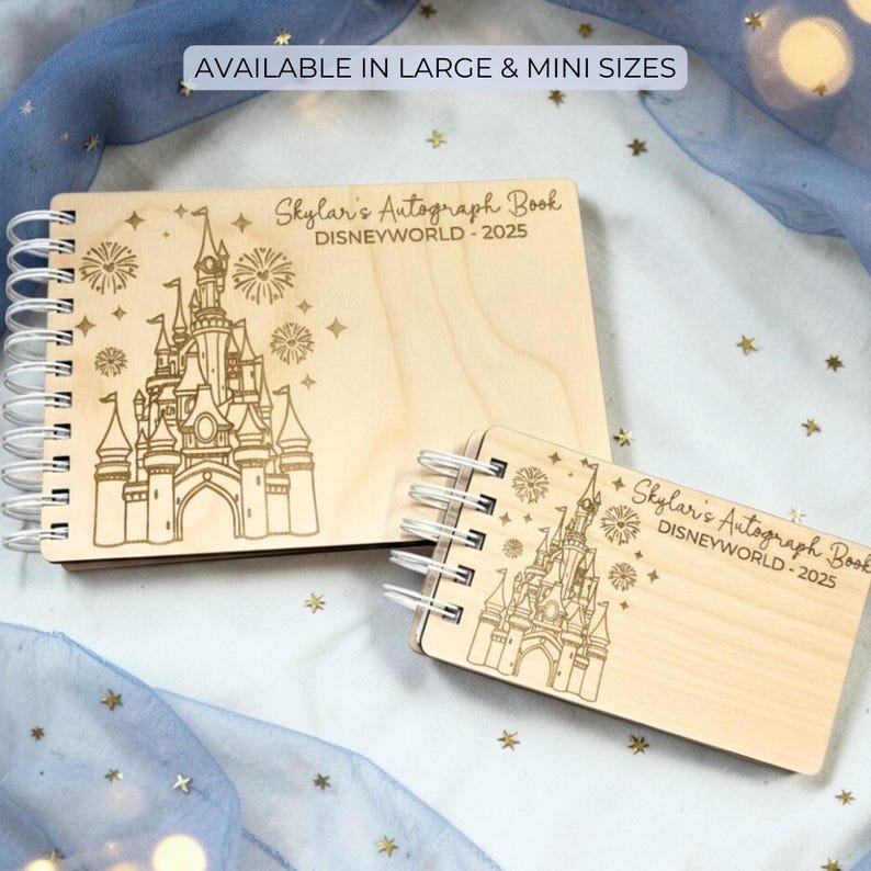 Custom Engraved Castle Wood Autograph Book - Personalized Travel ...