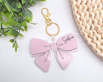 Custom NFC Emergency Contact Bow Tag: Personalized Acrylic Safety Keychain