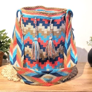 Handmade Wayuu Bag – Crochet Mochila from Colombia | Woven by Indigenous Wayuu Women | Boho Tribal Purse | Ethical Artisan Handbag.