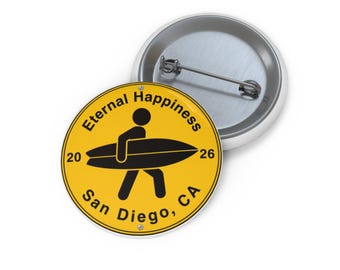 Eternal Happiness 2026 Surf Vibes Pin, San Diego CA Convention Keepsake