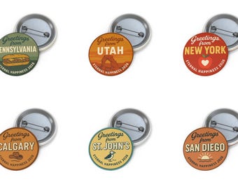 Greetings From State Pins • Eternal Happiness 2026 Buttons • JW Convention Gifts