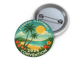 Botón de la Convención de TJ 2026: Recuerdo de playa tropical, felicidad eterna