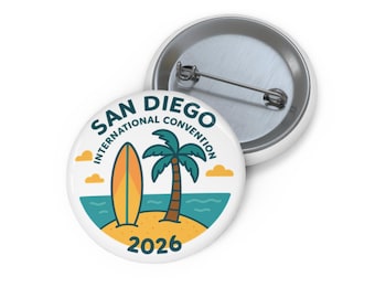 2026 San Diego International Convention Button: Surf & Palm Design, JW Gift, Convention gifts for friends.