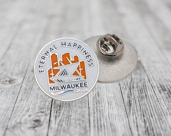 Eternal Happiness 2026 Milwaukee Round Enamel Pin | Skyline & Art Museum Souvenir Badge, JW Gifts, JW Convention Pins, Size: 1"