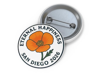Eternal Happiness San Diego 2026 Button Pin – JW Convention Souvenir, Poppy Design Badge, JW Gifts.