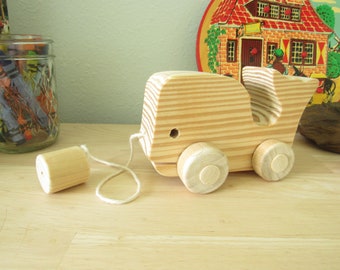 Handmade Pine Wood Whale Toy