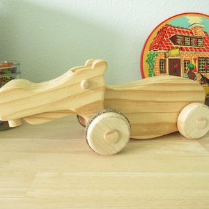 Solid Wooden Toy Hippo/Old Fashion Wooden Toys/Untreated Non-Toxic Wood/Hand Made Wooden Toys/Interactive Hippo /Solid Wood Interactive Toys