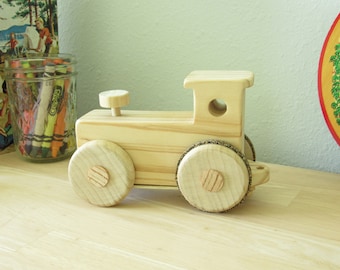 Tractor eléctrico de juguete de pino macizo hecho a mano/Juguete de granja de madera/Regalos para niños