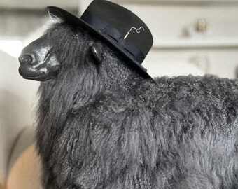 Handcrafted Black Sheep Sculpture: Lalanne Style Sheepskin Chair