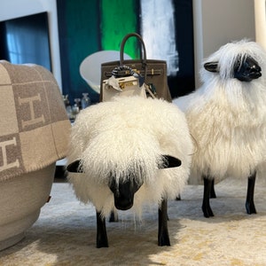 TWO Lalanne style Couple Sheep chairs. Luxurious and fluffy. Life-size. Sheepskin chair
