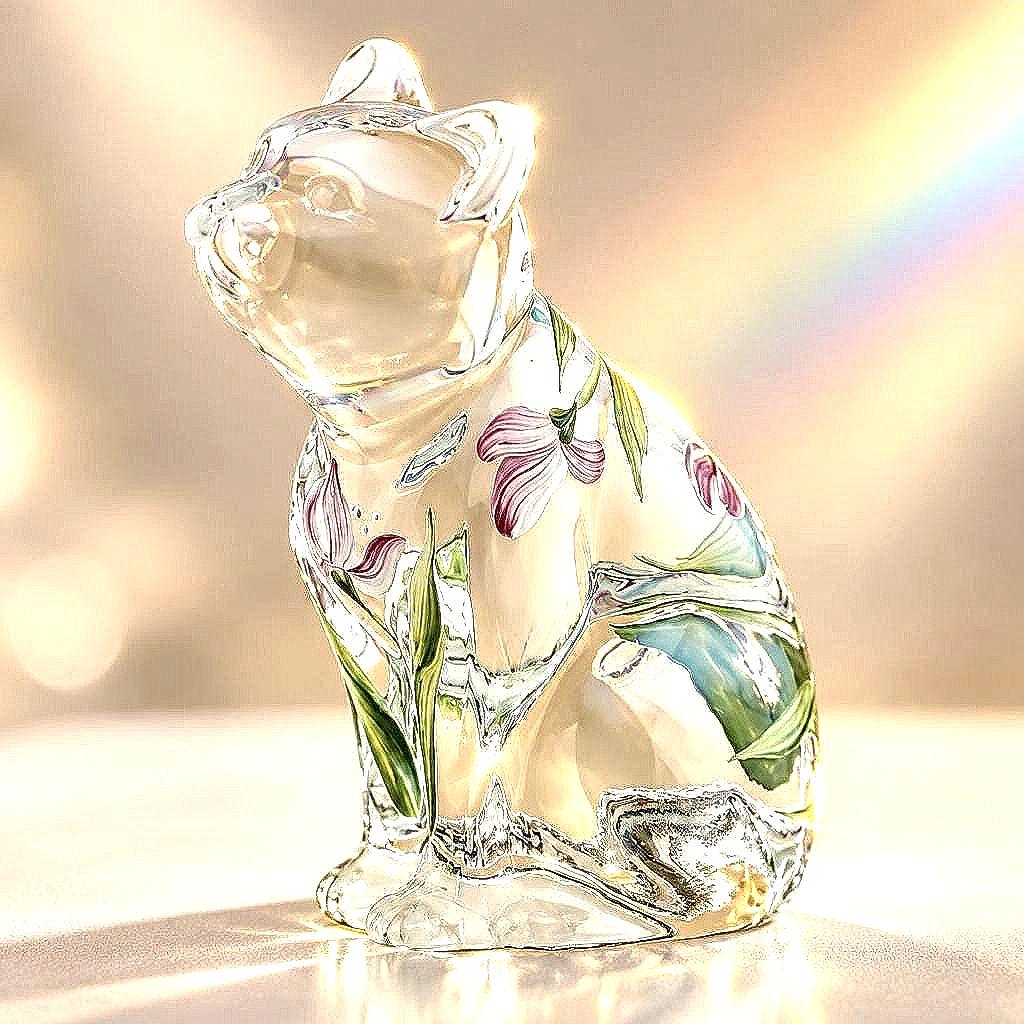 Fenton Glass Cat Hand Painted - Etsy