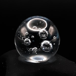 Vintage Clear Glass Large Paperweight With Controlled Bubbles