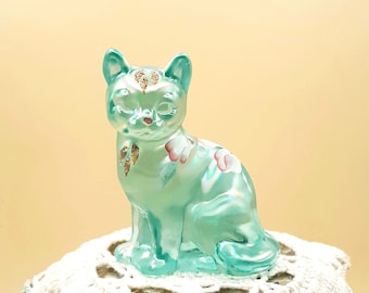 Vintage Fenton Art Glass Cat #5165 L9 in Color Iridescent