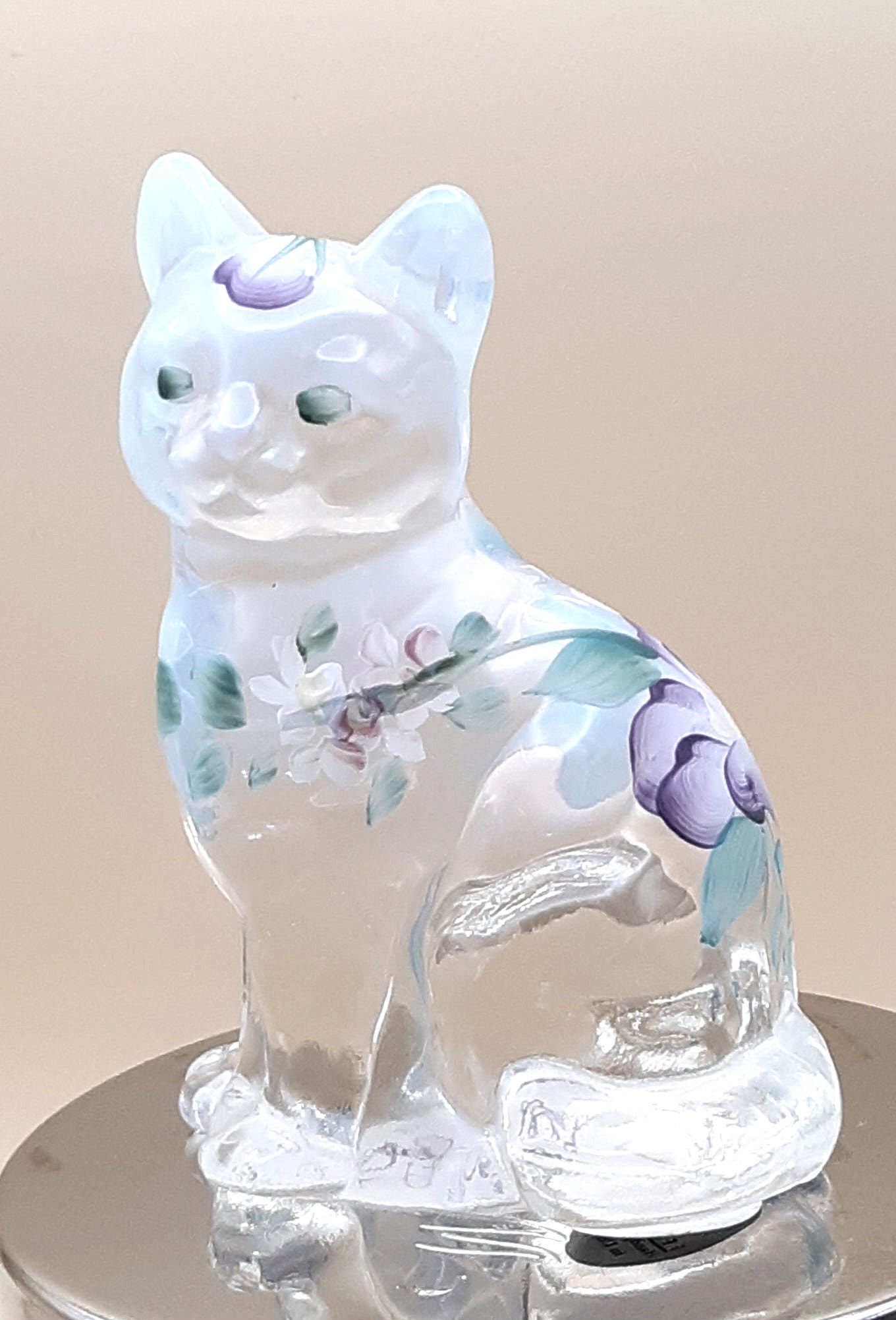 Vintage 1999 Fenton Art Glass Cat (5165) in Color (AZ) Martha's