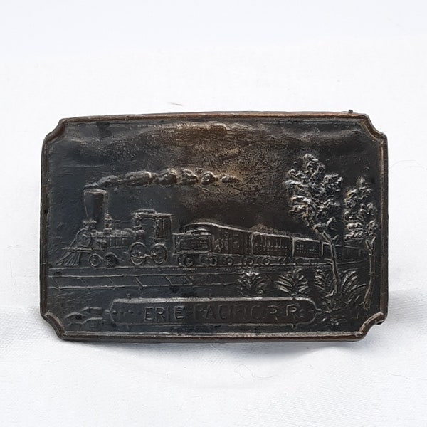 1970s Vintage Commemorative  Erie Pacific R.R. (Rail Road) Brasstone Belt Buckle Accurate #5176