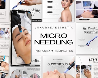 Microneedling Instagram Templates: Esthetician Skincare Posts (Canva)
