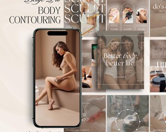body contouring instagram templates | beige body sculpting branding | medspa template