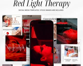 red light therapy instagram templates | skincare & beauty canva template | red light therapy social media posts | skincare studio branding