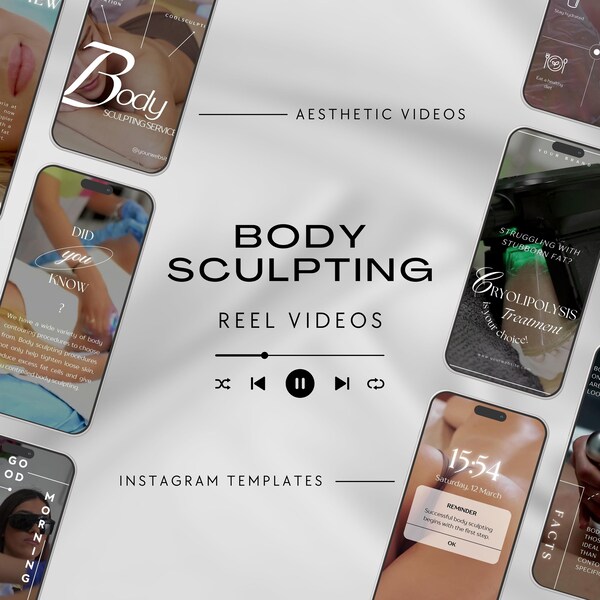 15 Body Sculpting Reel-video's | Lichaamscontourrollen | Lichaamssculpting Instagram-sjabloon | Lichaamsvormende branding | Coolsculpting-video's