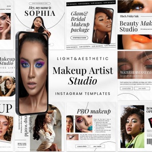 100 Makeup Artist Instagram Templates | Makeup Artist Posts | Makeup Business | Makeup Studio Canva Instagram | Makeup Artist Branding