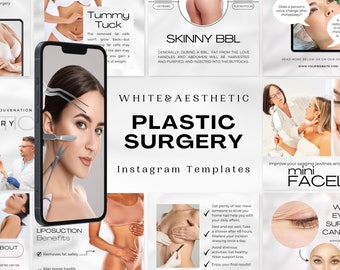 120 Plastic Surgery Instagram Templates | Plastic Surgeon Branding | Rhinoplasty, Breast Augmentation, Liposuction, Tummy Tuck Posts&Stories