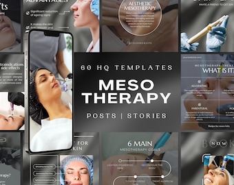 60 HQ Mesotherapy Instagram Templates | Skincare Instagram Branding | Mesotherapy Posts and Stories | High-end Mesotherapy Template