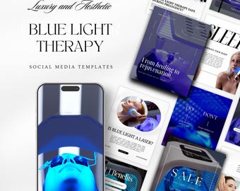 Blaulichttherapie Instagram Vorlage | Hautpflege Branding (Canva) Beiträge | Blaulichttherapie Social Media Template
