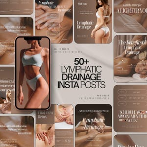 Lymphdrainage Instagram Vorlagen | Lymphdrainage Instagram Posts & Stories | Massagetherapie-Canva-Vorlagen