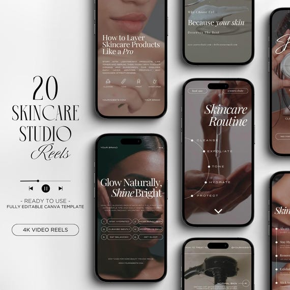 skincare instagram videos | skincare instagram video reels | skincare video template | skincare canva template