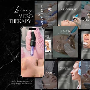 Szablony do mediów społecznościowych dla mezoterapii | Branding na Instagramie dla pielęgnacji skóry | Szablon Canva dla mezoterapii | Posty dla studia urody