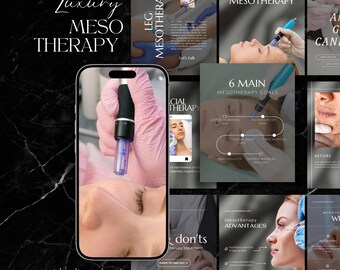 Mesotherapy Social Media Templates | Skincare Instagram Branding | Mesotherapy Canva Template | Beauty Studio Posts