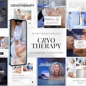 80 Cryotherapy Instagram Templates | Ice Chamber, Local Cryotherapy, Cryolipolysis Instagram Posts | Spa Template | Cryotherapy Marketing