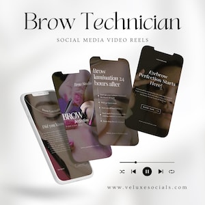 Vídeos de Instagram de técnicos de cejas / Plantillas de Canva para el diseño de cejas / Vídeos de estudio de belleza de cejas