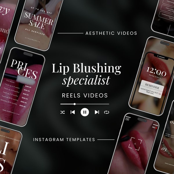 Lip Blushing Rollen Videos | Video-Walzen für Lip Blush-Spezialisten | Lip Blush Instagram Vorlagen | Lip Blush Tattoo Canva Videos