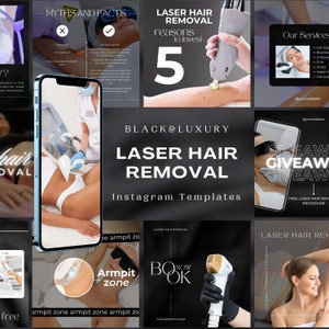 Instagram-sjablonen voor laserontharing: zwarte en luxe branding