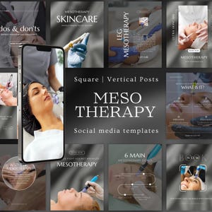 Mesotherapie Social-Media-Vorlagen | Hautpflege Instagram Branding | Mesotherapie Canva Vorlage | Schönheit Studio Beiträge