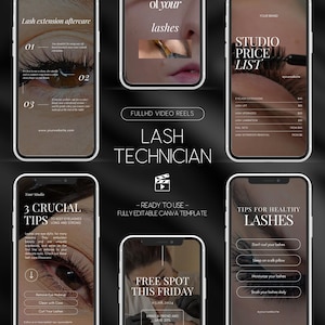 Lash Technician Instagram Reels | Eyelash Artist Canva Templates | Lash Beauty Social Media Video Reels