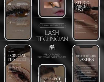 Lash Technician Instagram Reels | Eyelash Artist Canva Templates | Lash Beauty Social Media Video Reels