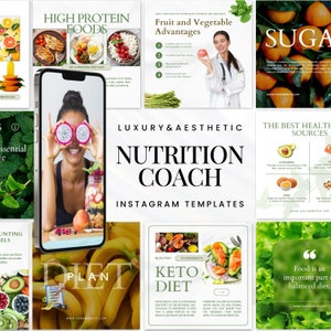 Nutrition Coach Instagram Templates | Nutritionist Instagram Posts | Health Instagram | Nutrition Coach Branding | Dietician Templates