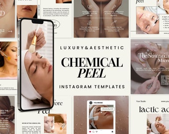 Chemical Peel Instagram Templates | Chemical Peel Instagram Posts | Skincare Templates | Beauty skincare Canva Templates | Skincare Branding