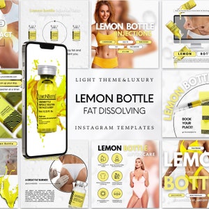 Szablony na Instagramie Lemon Bottle | Posty o rozpuszczaniu tłuszczu | Posty na Instagramie Lemon Bottle | Szablon na Instagramie Nurse Injector