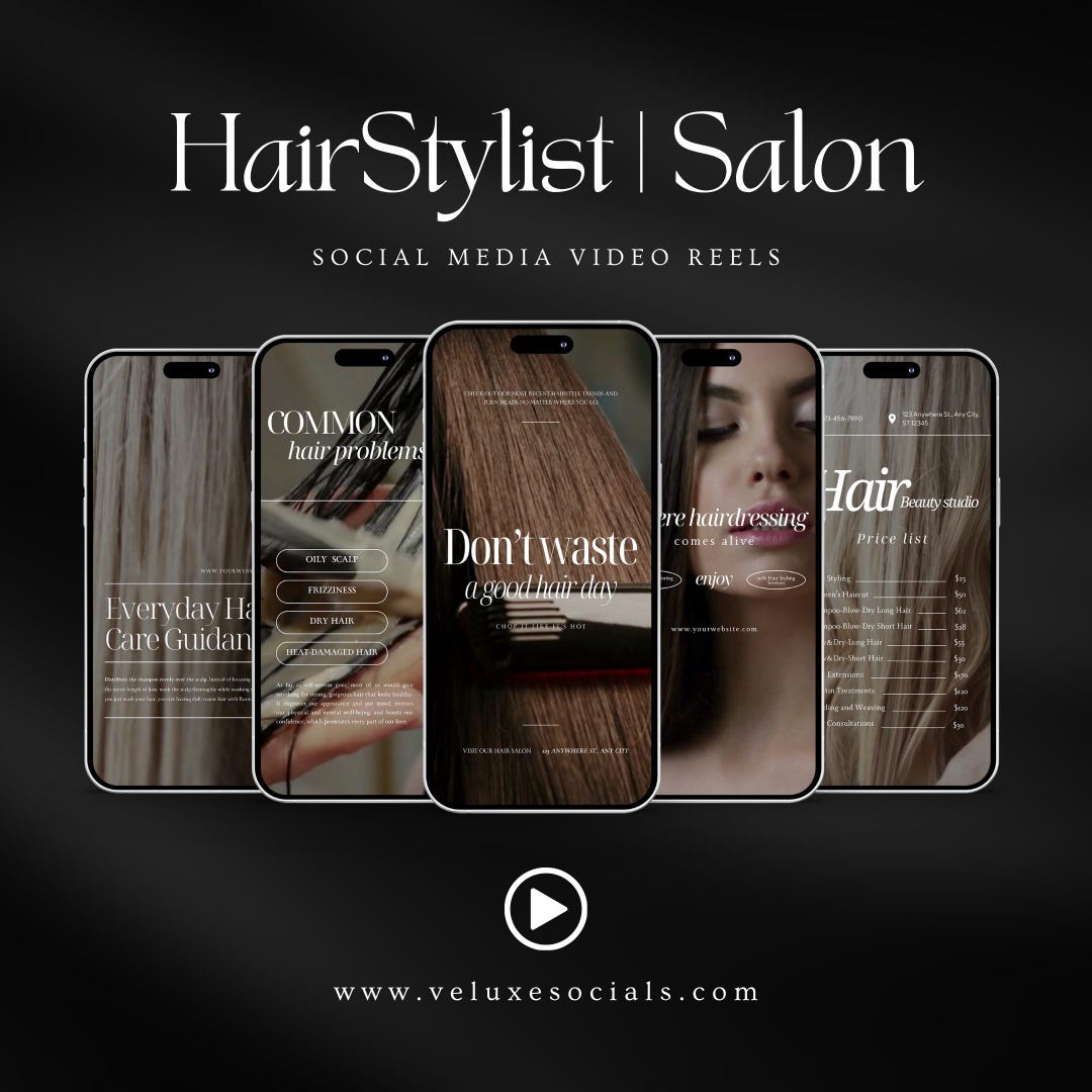 Hairstylist Instagram Reels Videos | Hair Salon Branding Templates | Hairdresser Videos for ...